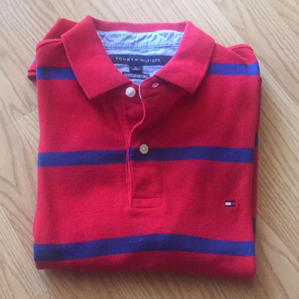 Red and Blue striped Polo shirt